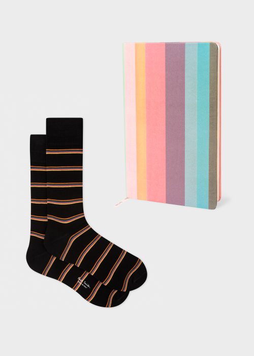 'Artist Stripe' Black Socks & Notebook Gift Set